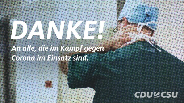 CDUCSU-Fraktion: Danke an alle, die im Kampf gegen Corona im Einsatz sind!